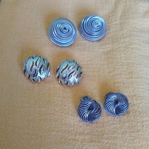 3 pair, round clip-on earrings